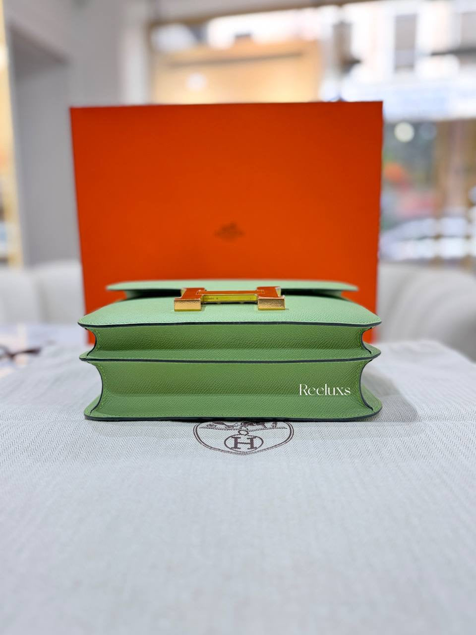 HERMES Constance 23 Vert Criquet Epsom