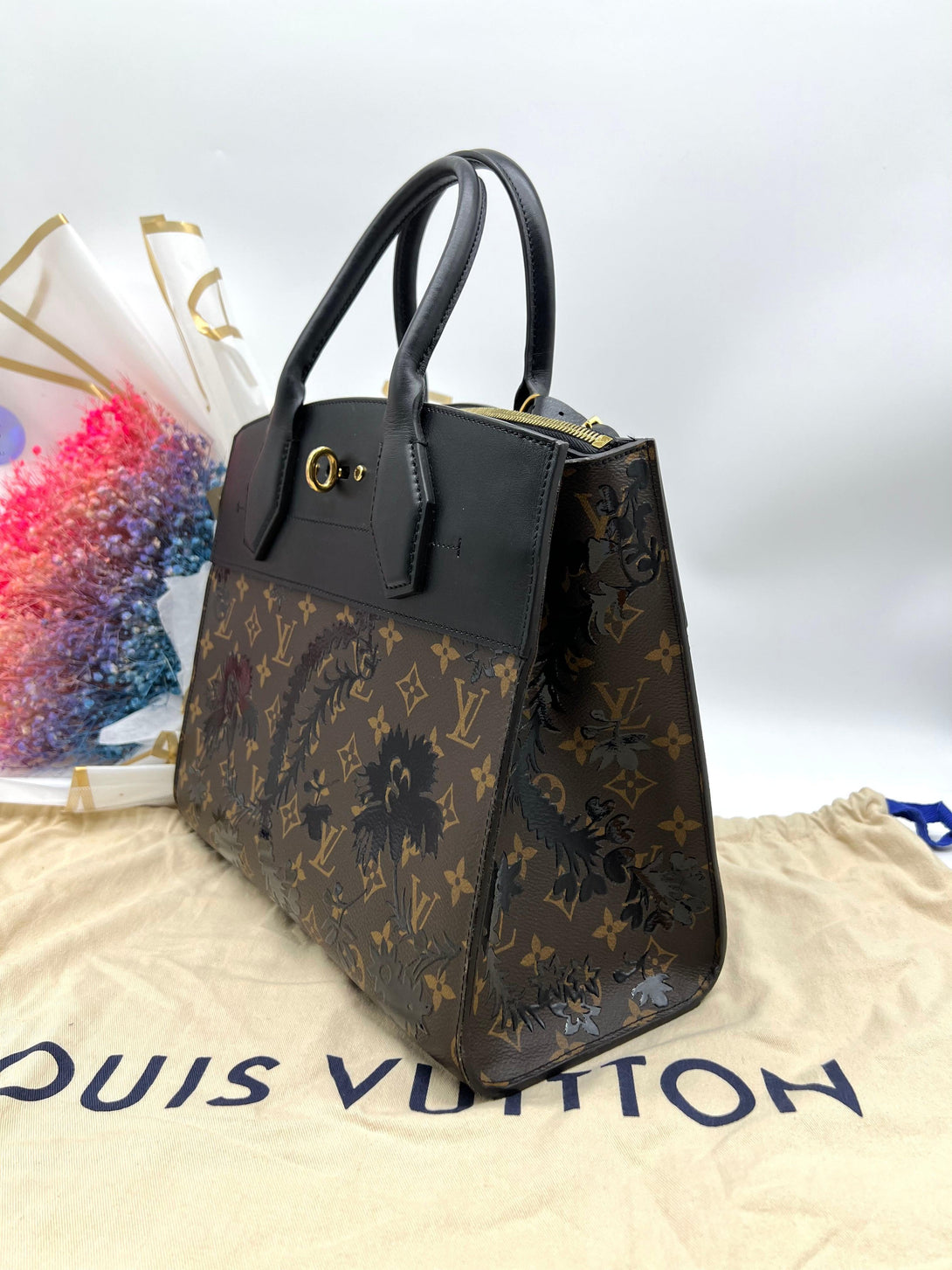 LOUIS VUITTON City Steamer MM Monogram Blossom Canvas Women Hand Bag - Reeluxs 