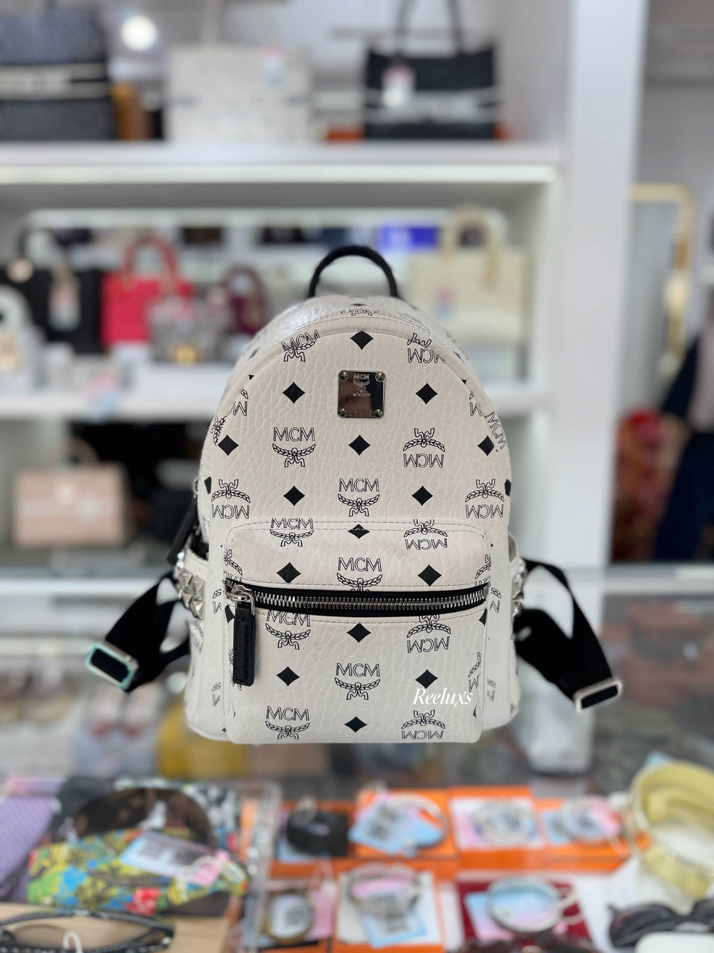 MCM Stark Side Studs Backpack In Visetos