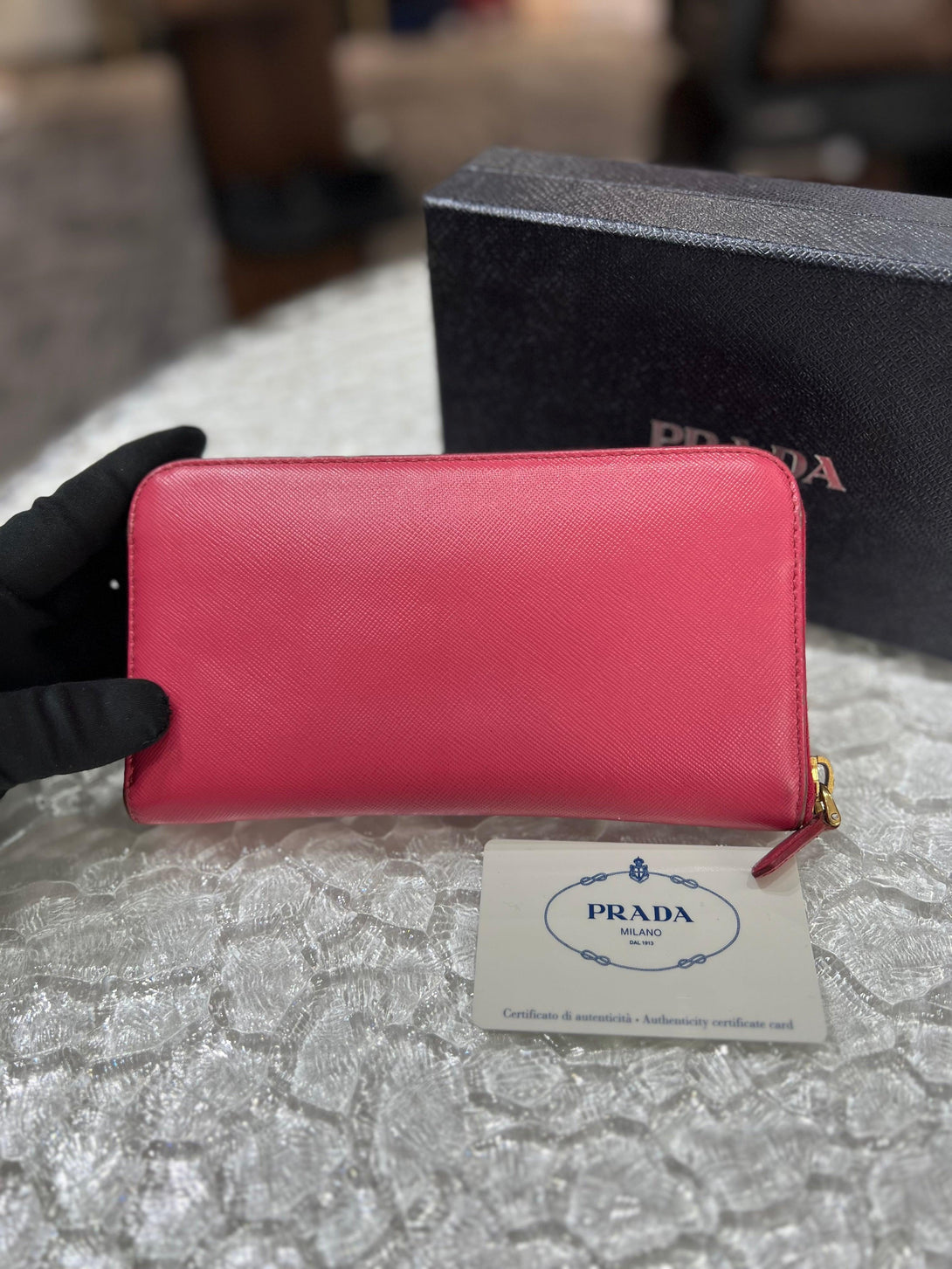 PRADA Pink Zip Leather Long Wallet - Reeluxs 