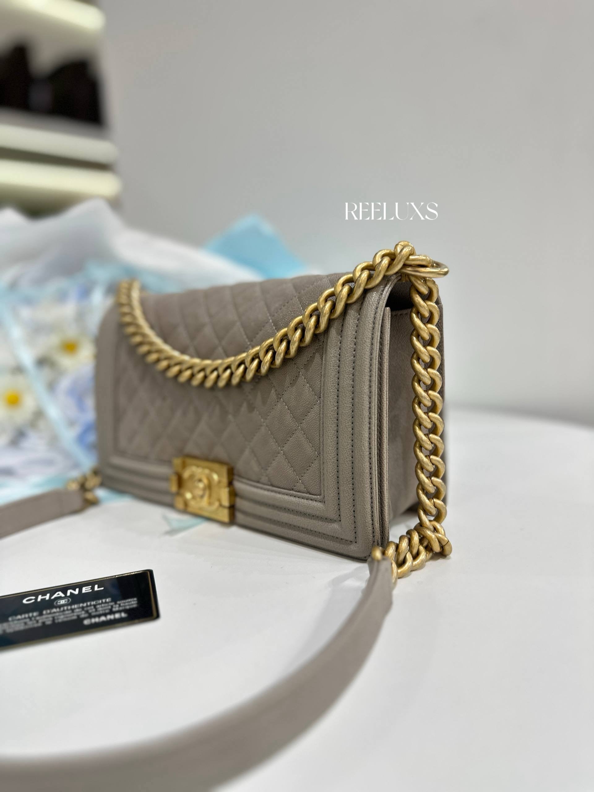 CHANEL Boy Old Medium Quilted Caviar Bag