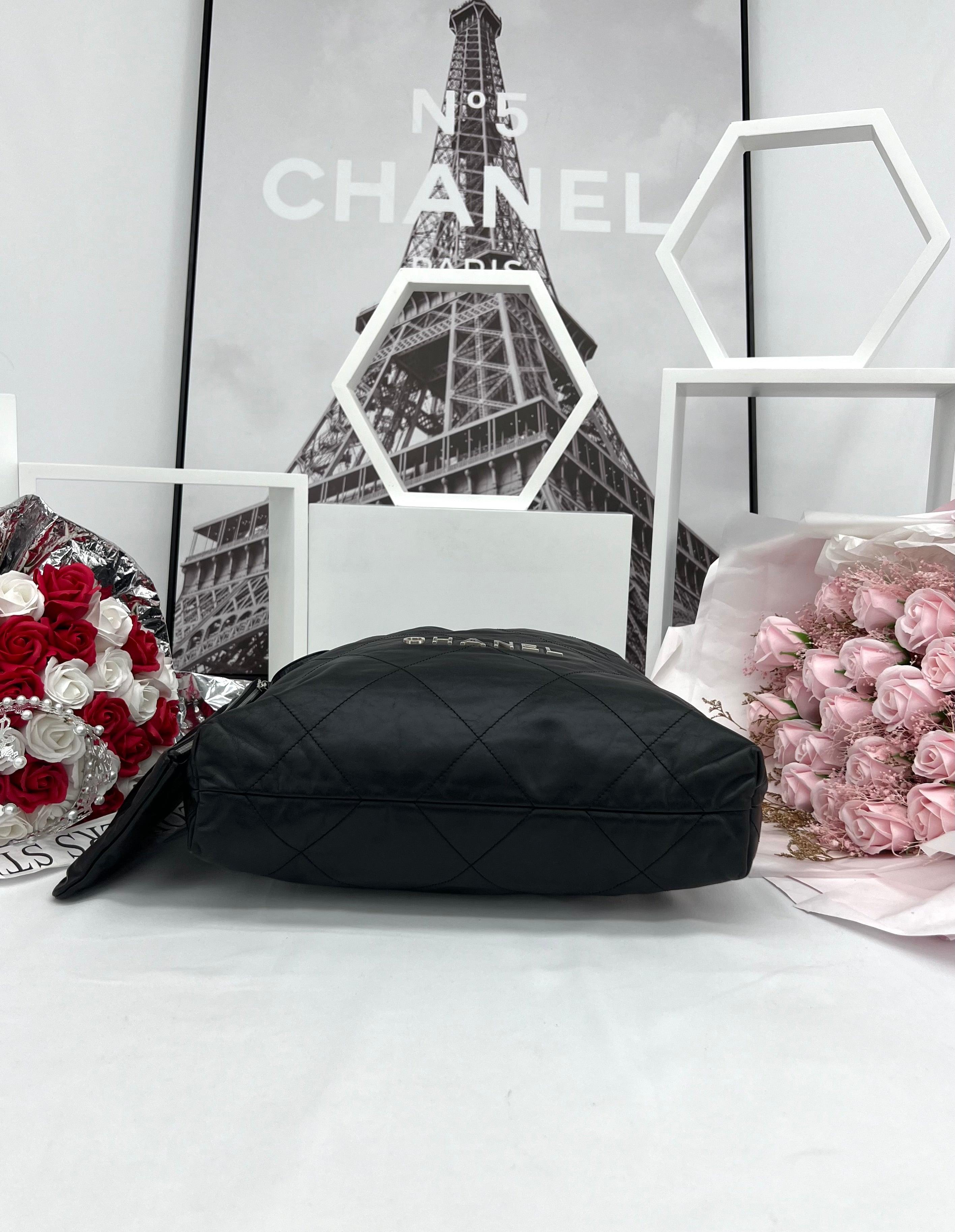 CHANEL Shiny Calfskin Quilted Chanel 22 Black - Reeluxs 