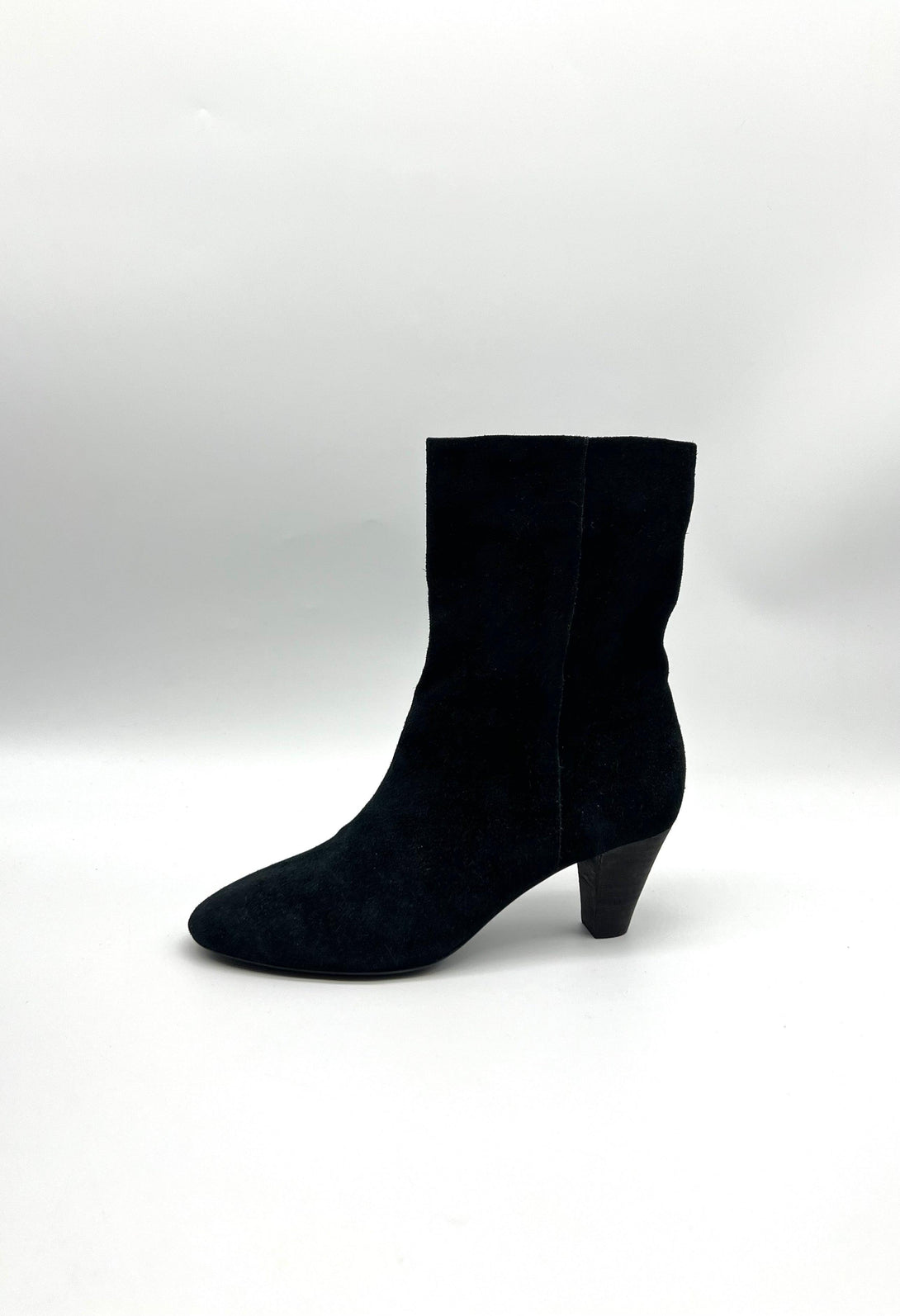 POLO Boots Black Calf Suede Size 37 Low Heel Booties - Reeluxs 