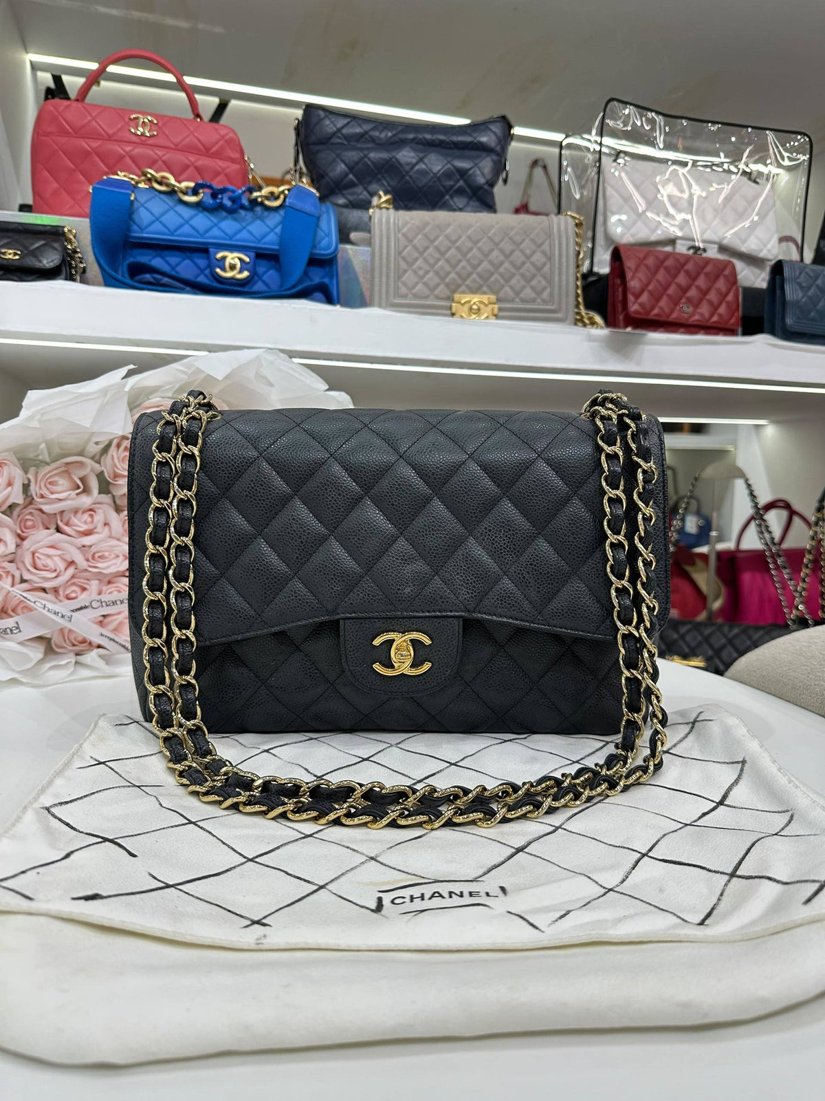 CHANEL Classic Flap Jumbo Black Caviar