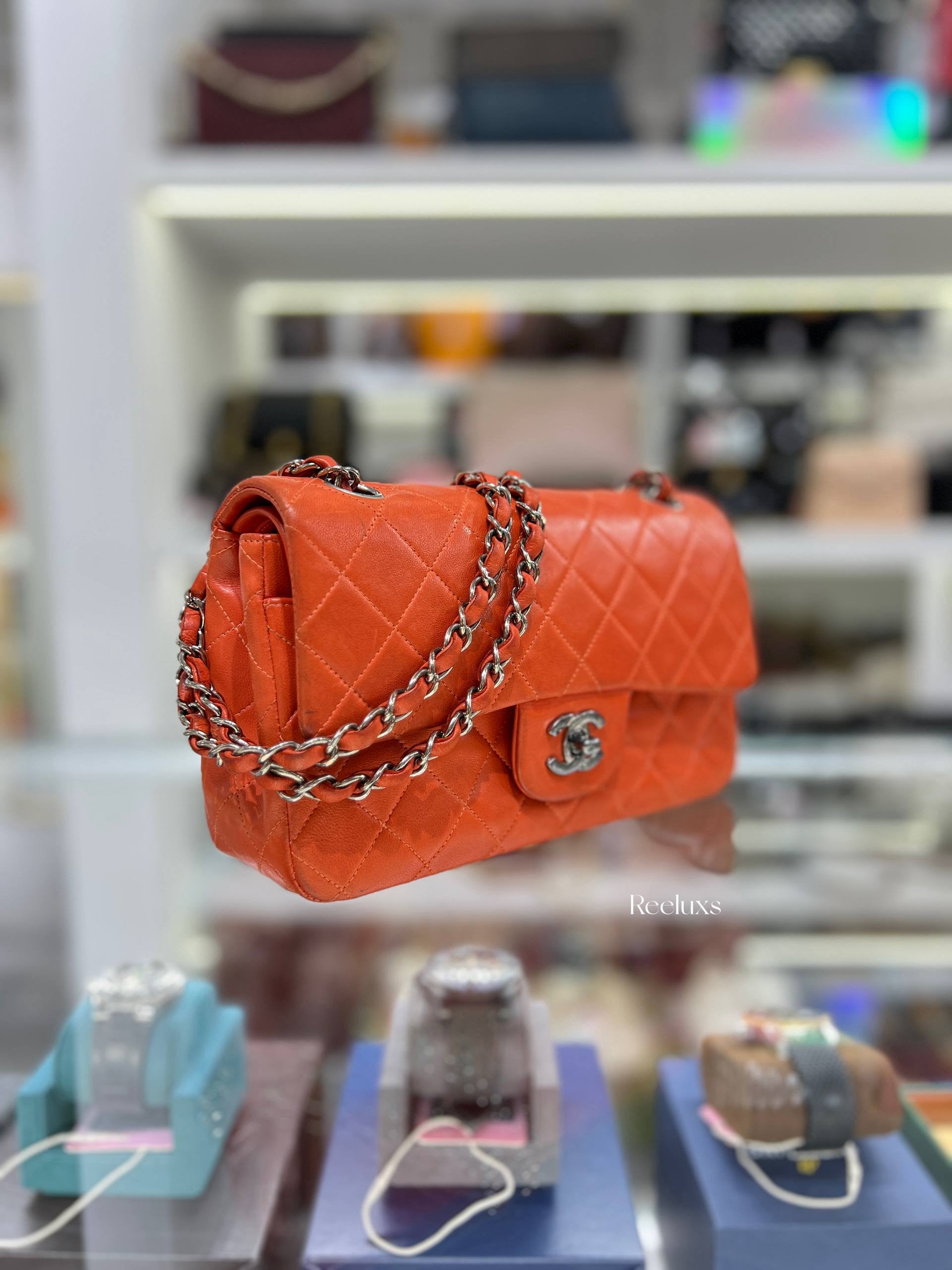 CHANEL Orange Classic Flap Bag