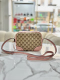 GUCCI Monogram Mini Bree Messenger Bag Beige Soft Pink For Lady