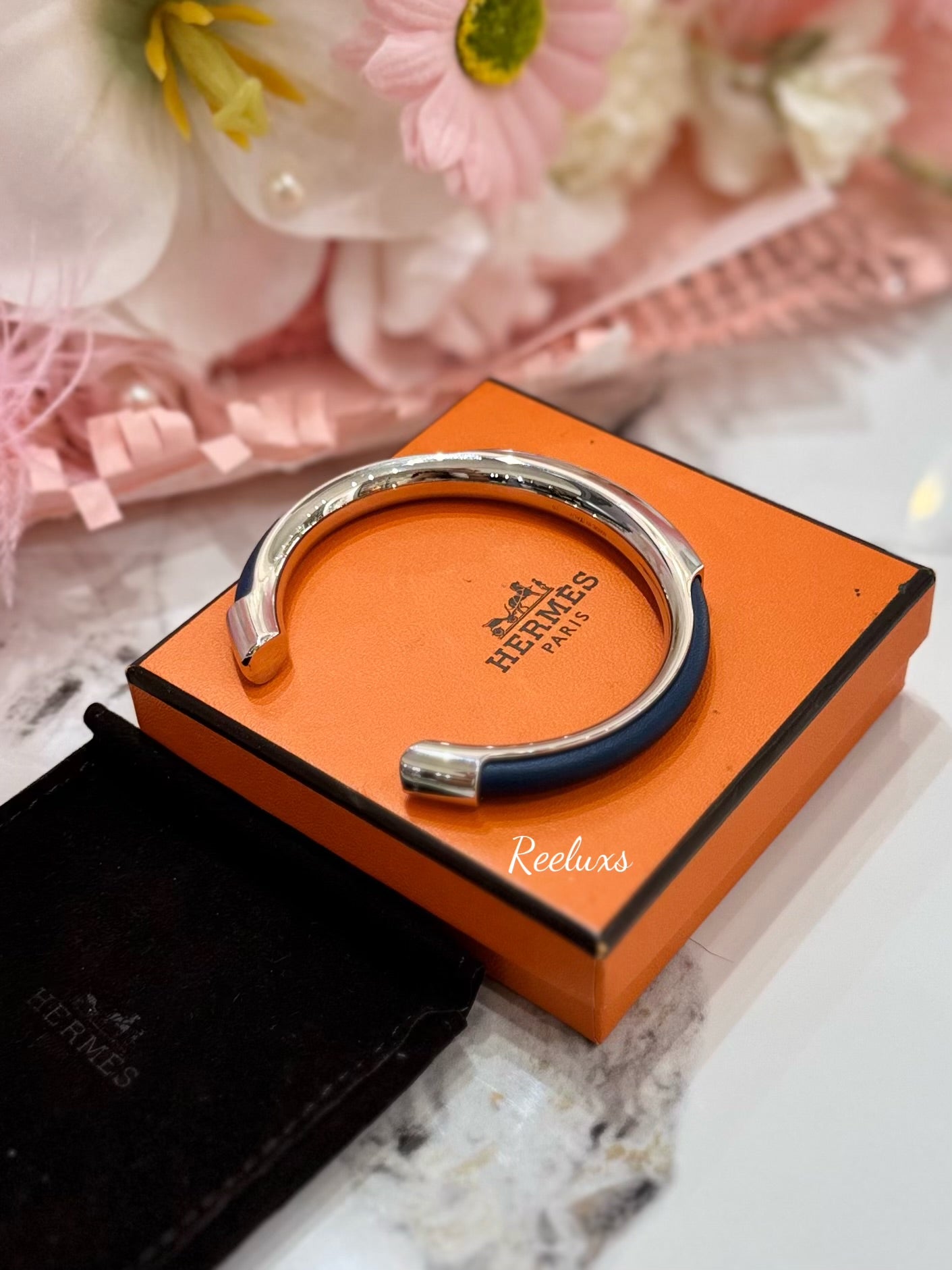 HERMES Swift Paris Tokyo Cuff Bracelet T5 Blue