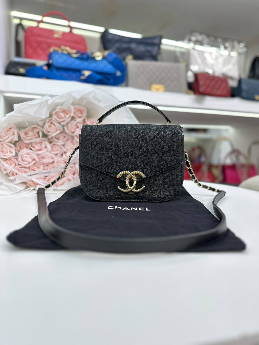 CHANEL Paris-Cuba Quilted Caviar Thread Around Flap Bag
