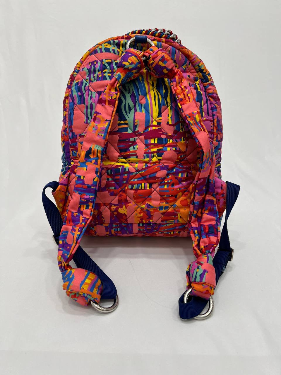 CHANEL Multicolor Quilted Fabric Foulard Backpack