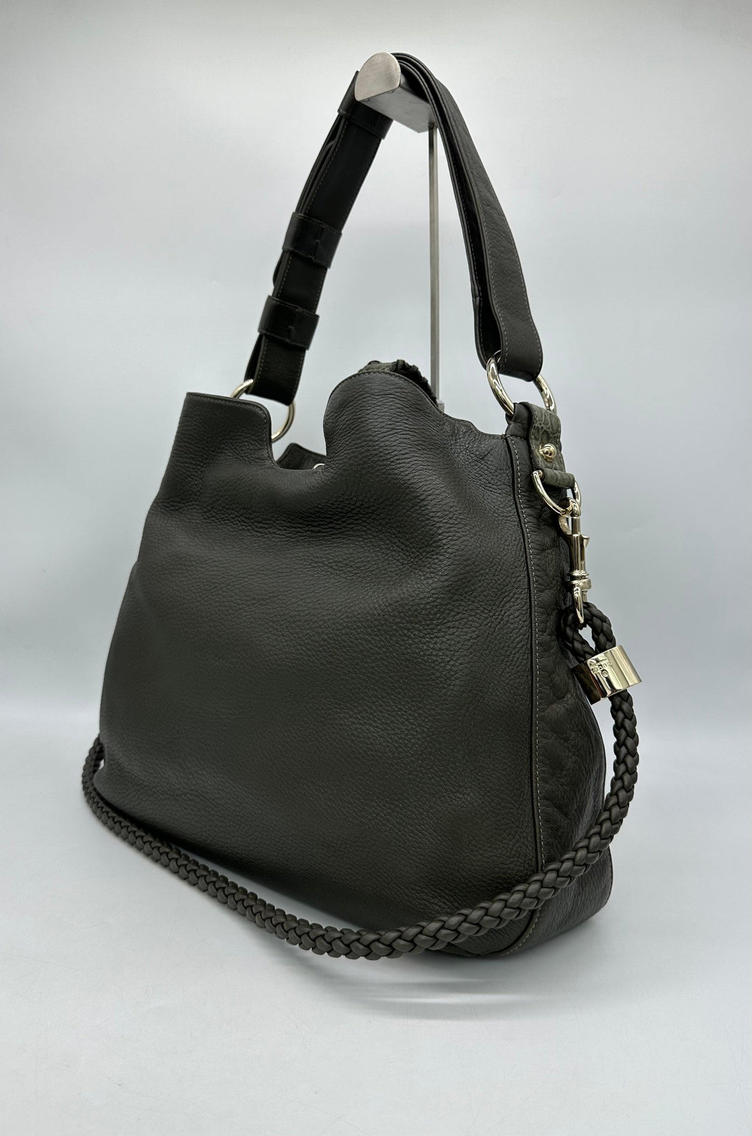 GUCCI Olive Green Alligator Trimmed Hobo Bag - Reeluxs 