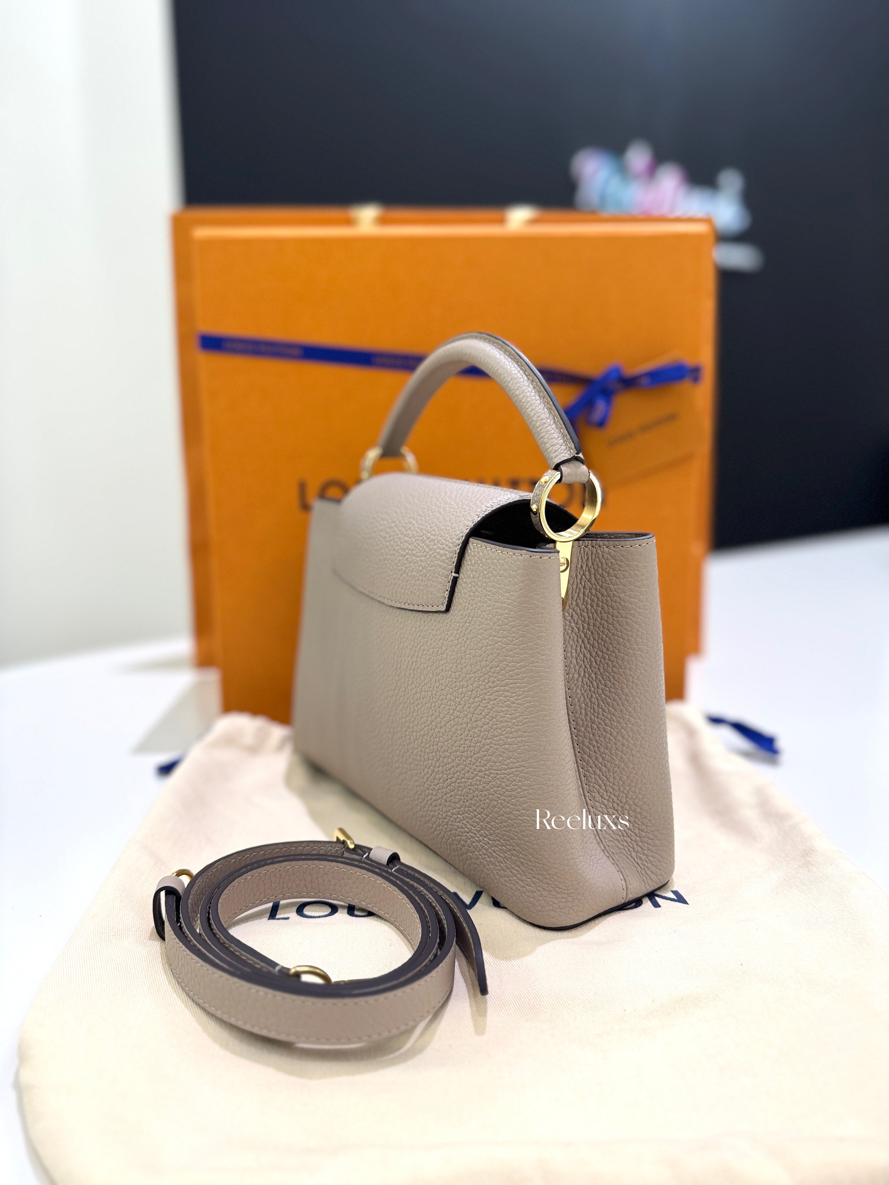 LOUIS  VUITTON LV Capucines BB Bag In Galet Colour With Gold - Tone