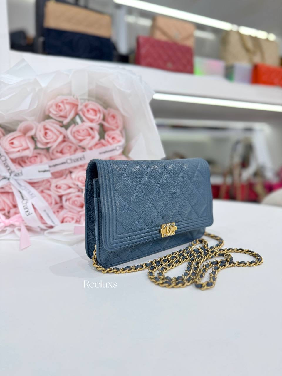 CHANEL Caviar Quilted Boy Wallet On Chain ( WOC )