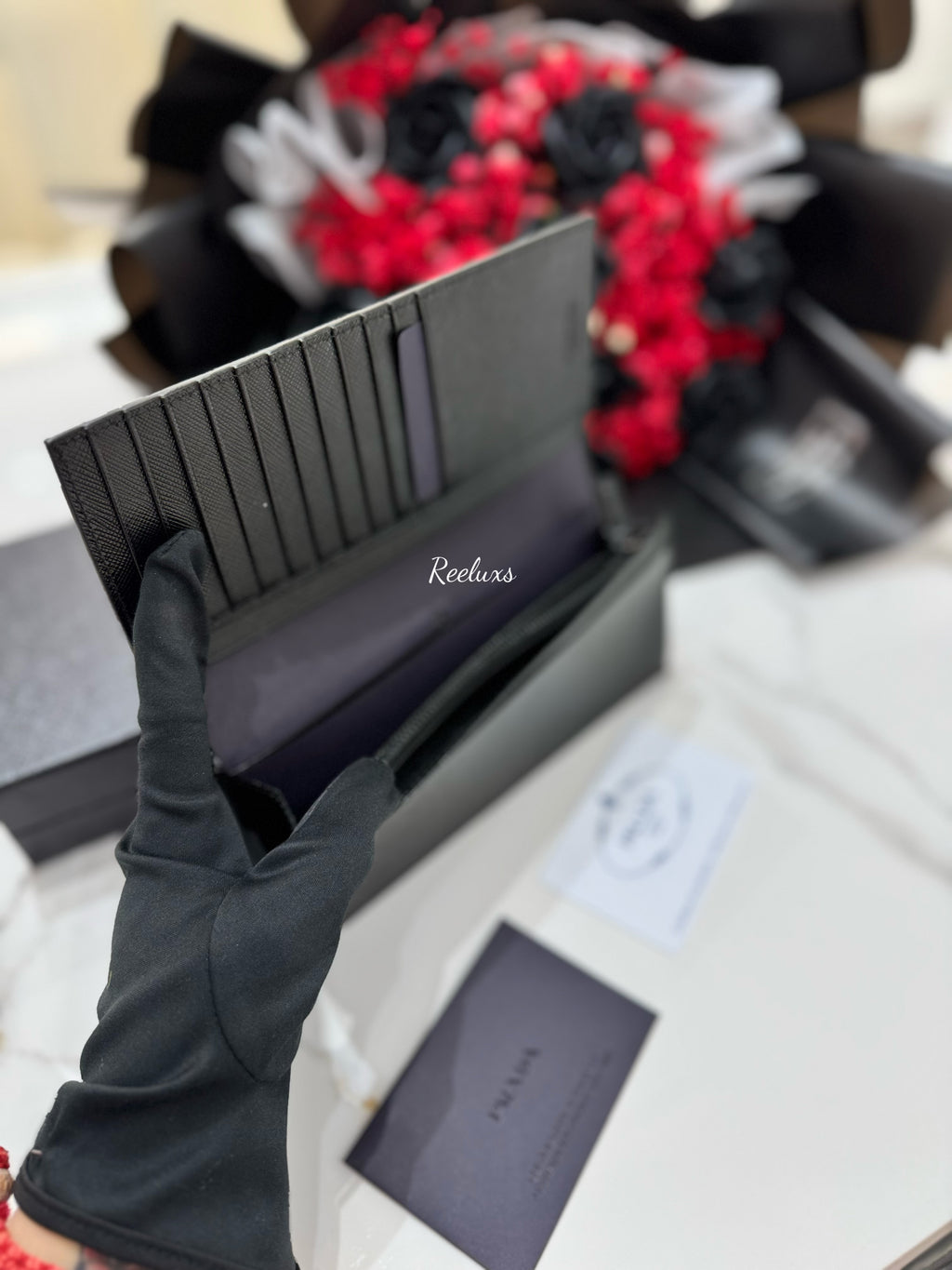 PRADA Black Saffiano Bifold Long Wallet
