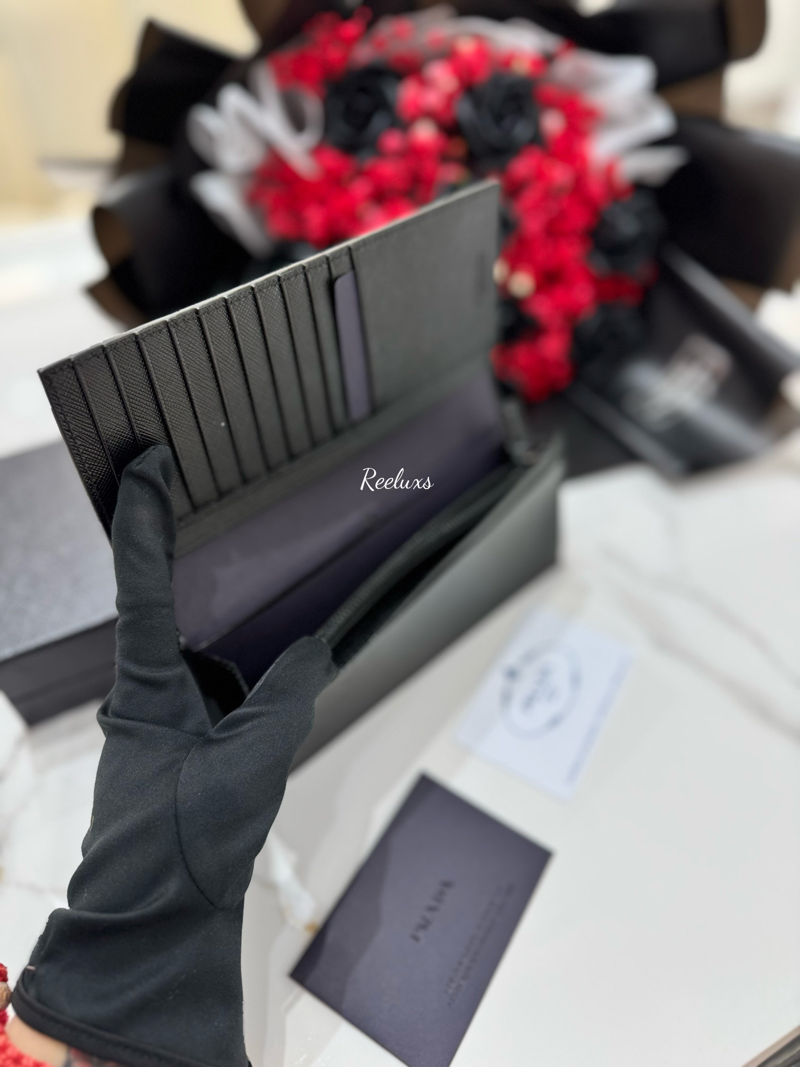 PRADA Black Saffiano Bifold Long Wallet