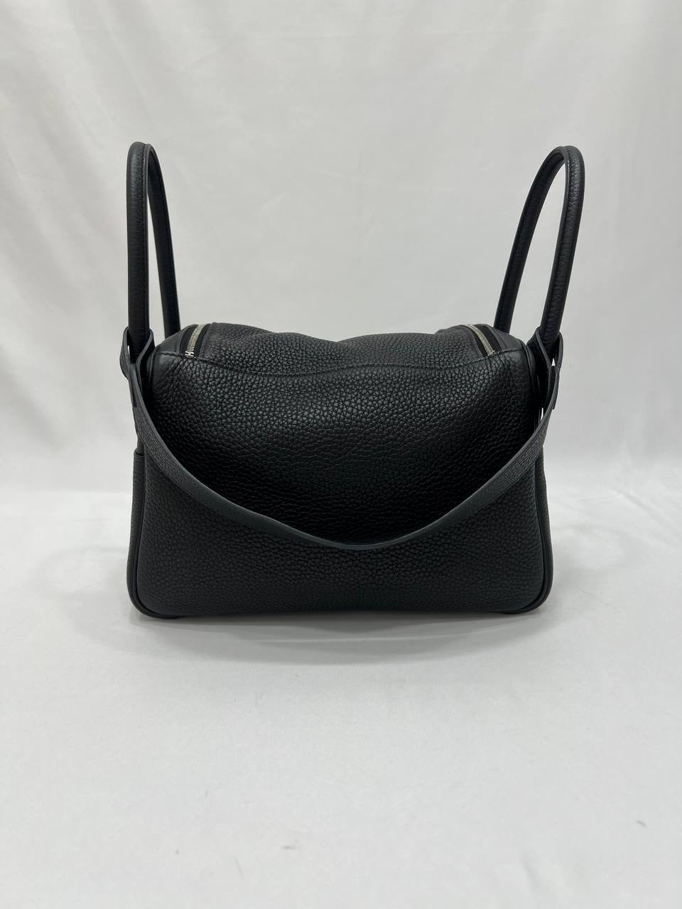 FULL SET HERMES Lindy 26 Taurillon Clemence Noir With Palladium Hardware
