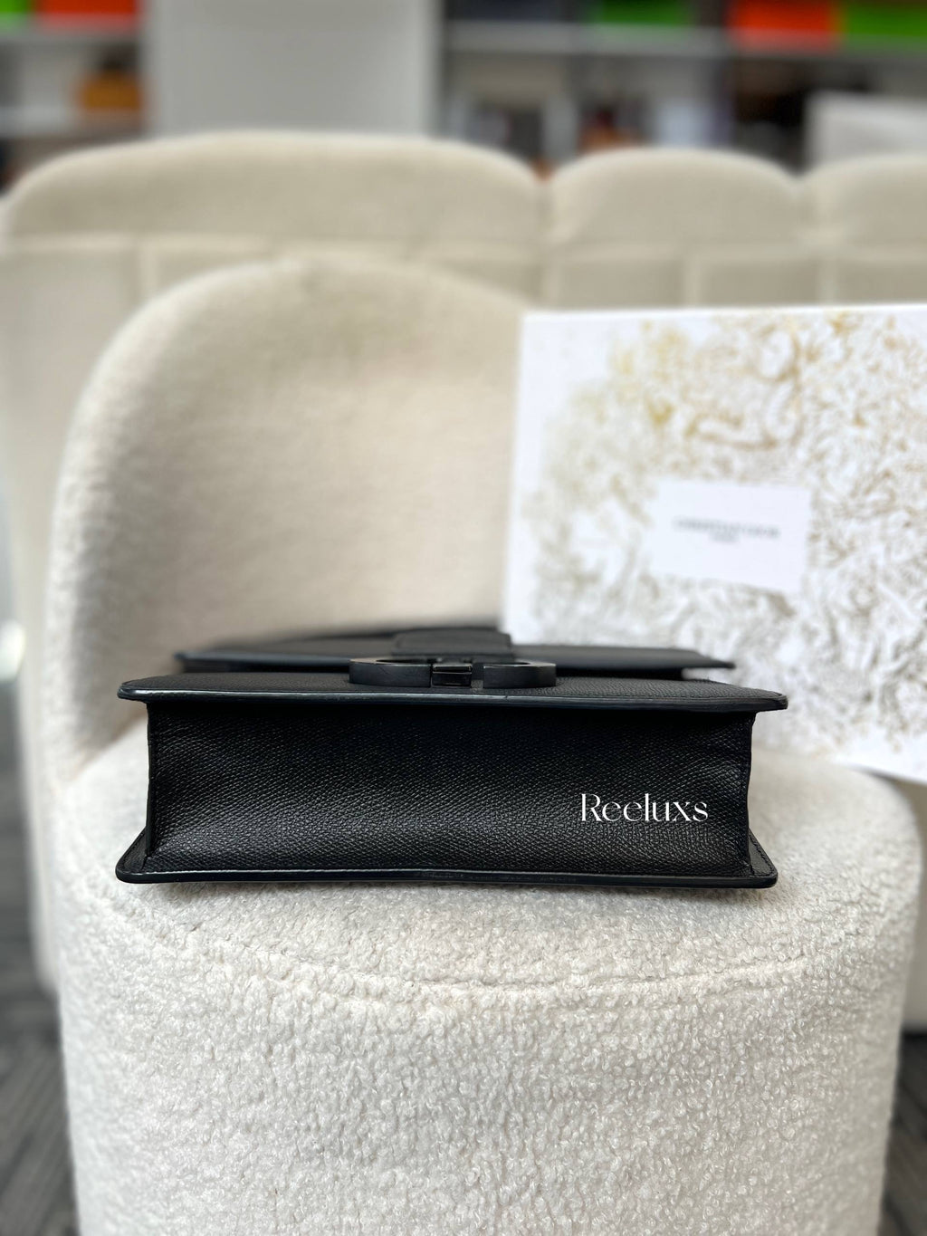 CHRISTIAN  DIOR
Ultra Matte Grained Calfskin 30 Montaigne Flap Bag Black Base