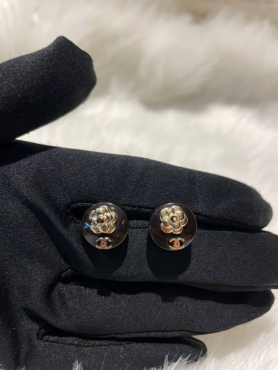 CHANEL Metal And Strass Earrings Resin Gold For Women