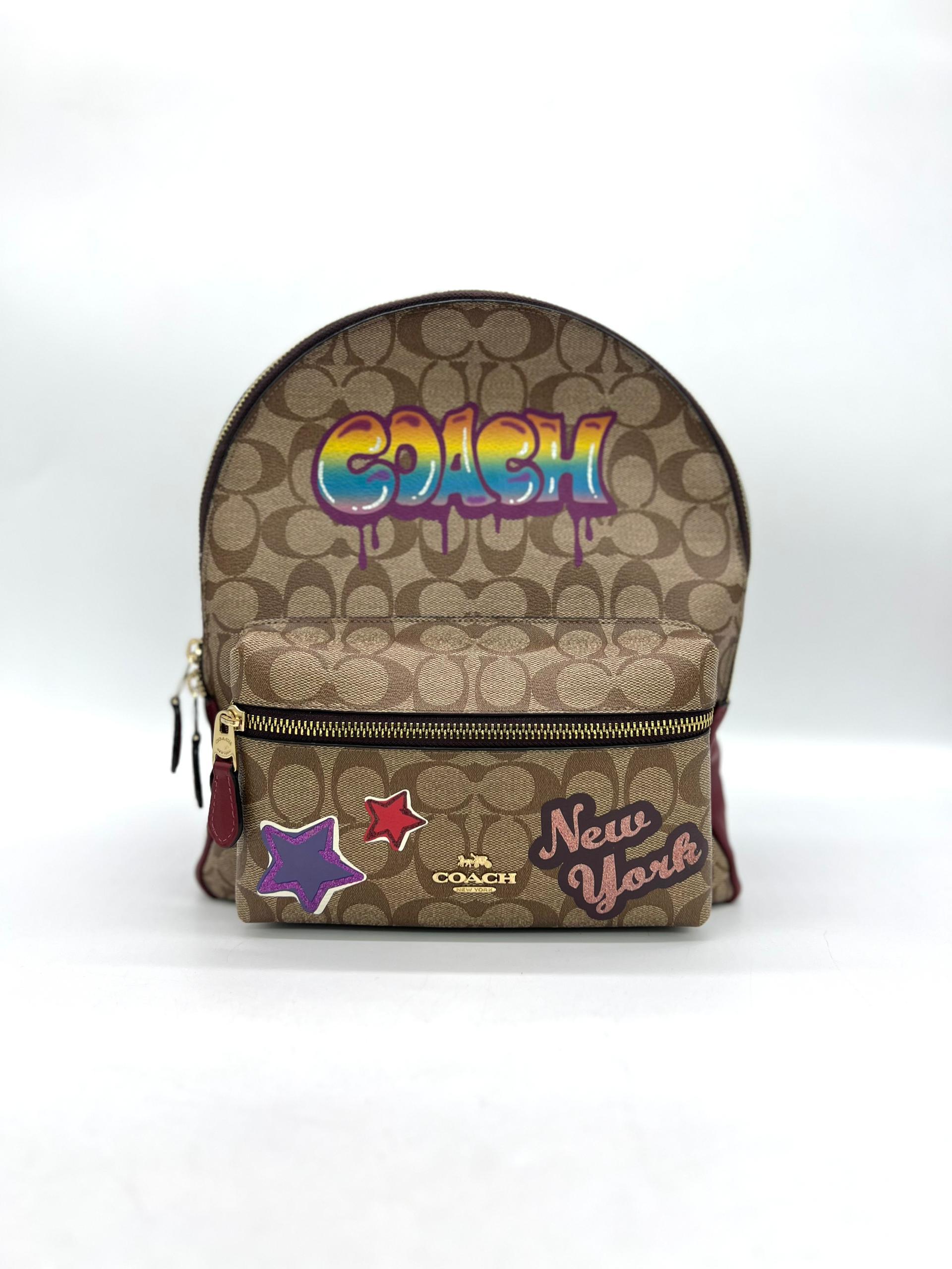 coach backpack graffiti COACH Medium Charlie Backpack In Signature Canvas With Graffiti – Reeluxs