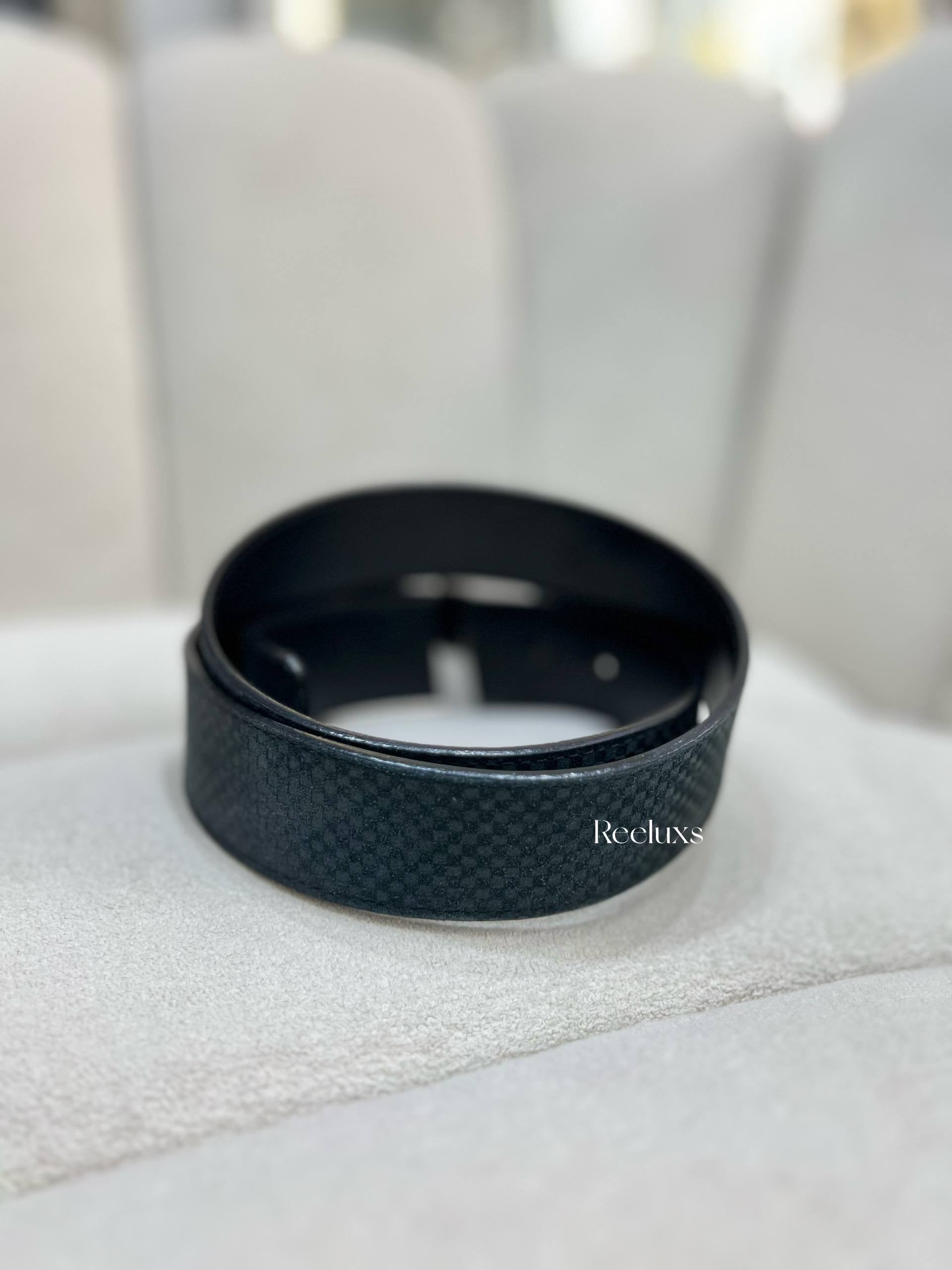 LOUIS VUITTON LV Initiales Silver Buckle Reversible Belt In Damier Graphite