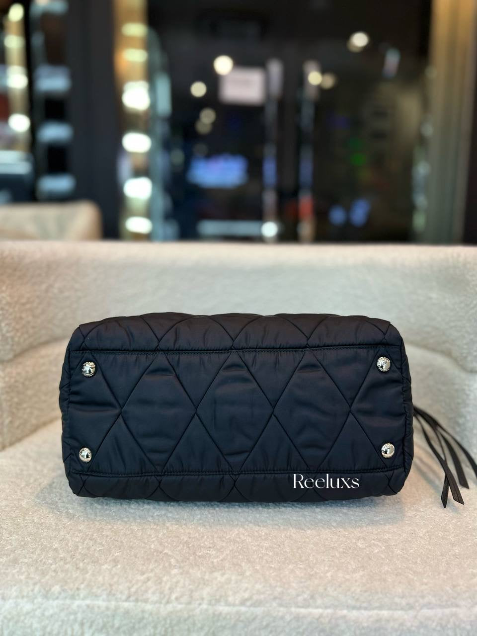 Prada Bomber Convertible Tote Quilted Tessuto Hand Bag