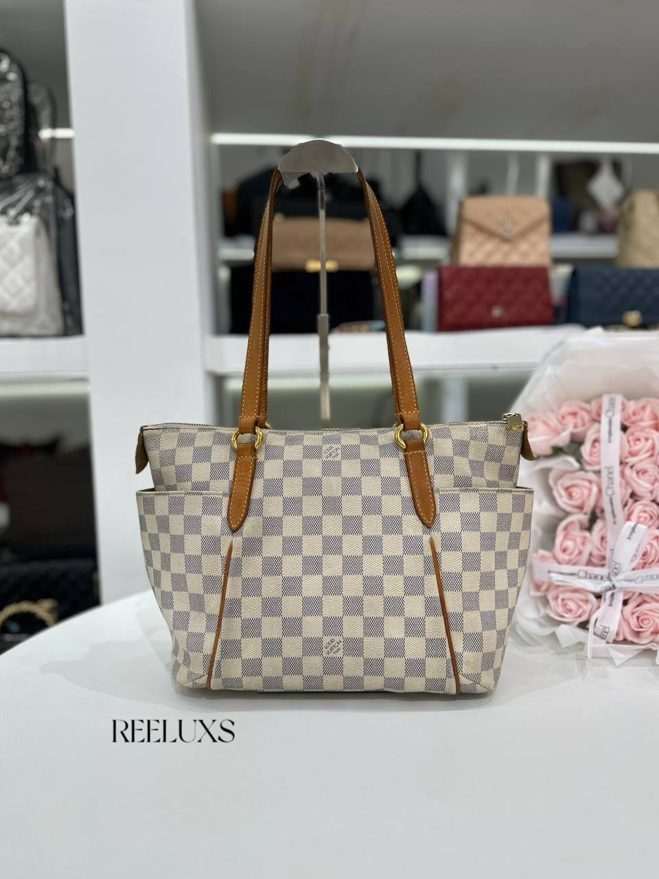 LOUIS VUITTON Totally PM Tote Bag in Damier Azur Canvas