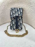 CHRISTIAN DIOR Oblique Saddle Vertical Pouch Chain Crossbody Bag
