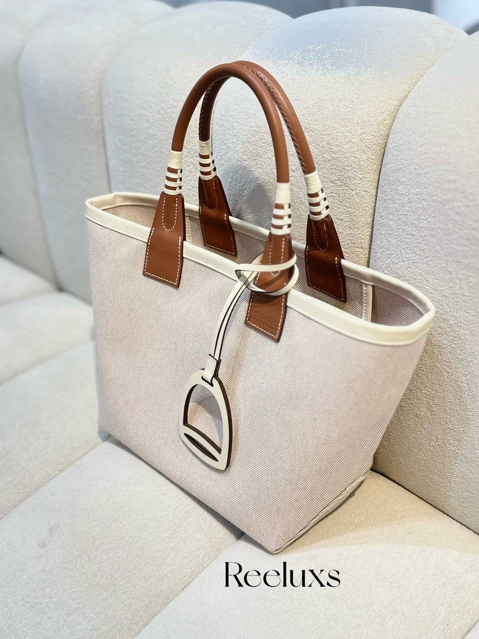 HERMES Steeple 25 Canvas  Tote Handbag