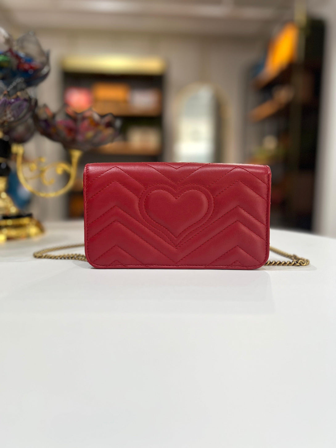 GUCCI Red Chain Wallet & Card Holder for Women - Reeluxs 