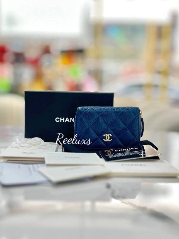 FULL SET CHANEL Caviar Quilted Classic Zipped Coin Purse/ Wallet