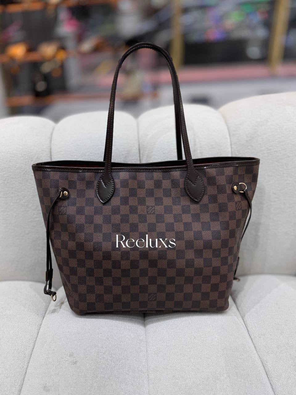 LOUIS VUITTON LV Neverfull MM Tote Bag In Damier Ebene Canvas