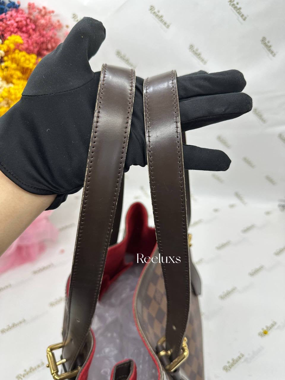 LOUIS VUITTON LV Damier Ebene Canvas Hampstead MM Shoulder Bag