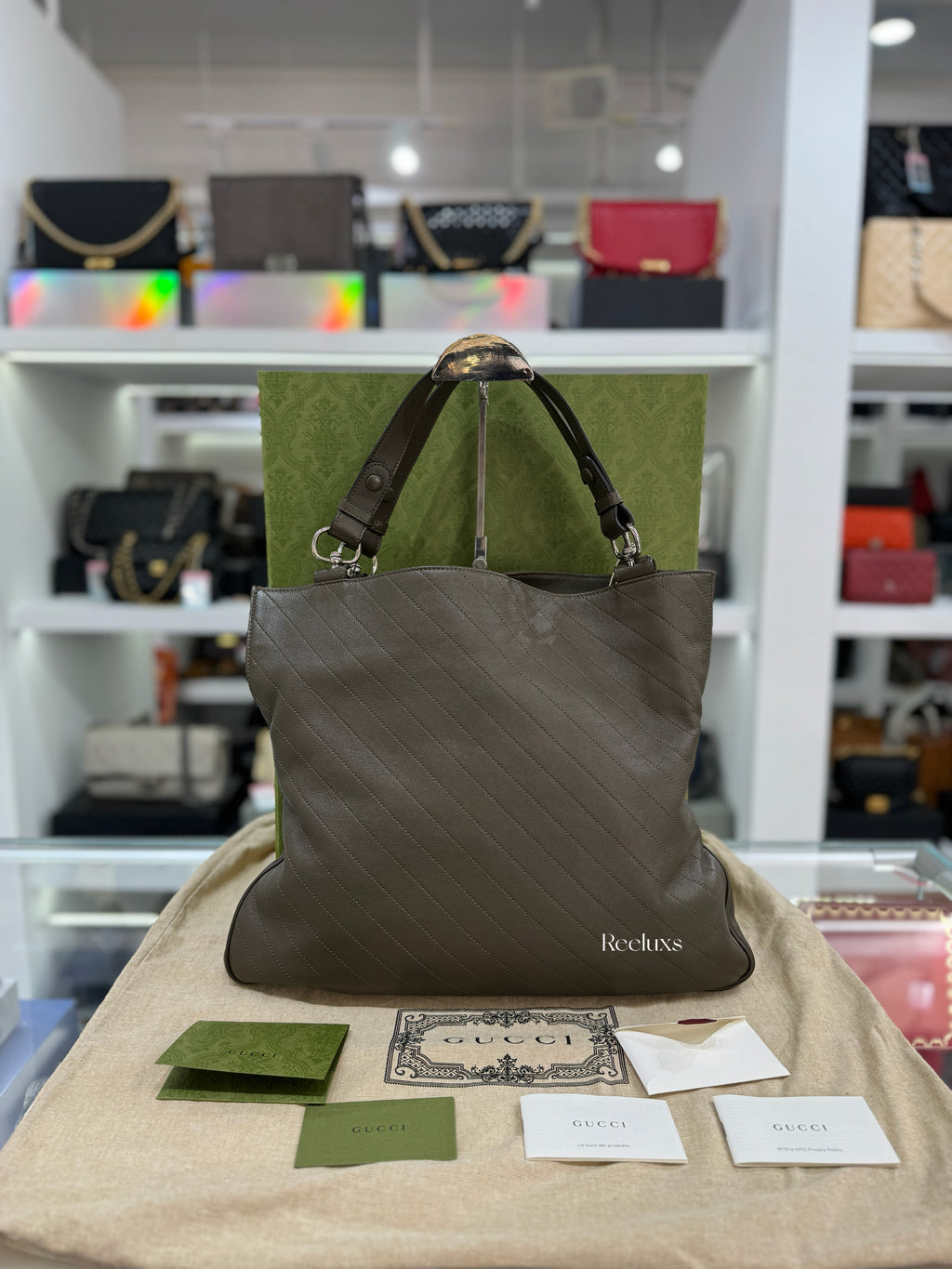 GUCCI Blondie Medium Tote  Bag Brown