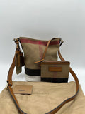 BURBERRY Canvas Mega Check Mini Ashby Hobo Saddle Bag Brown/Beige