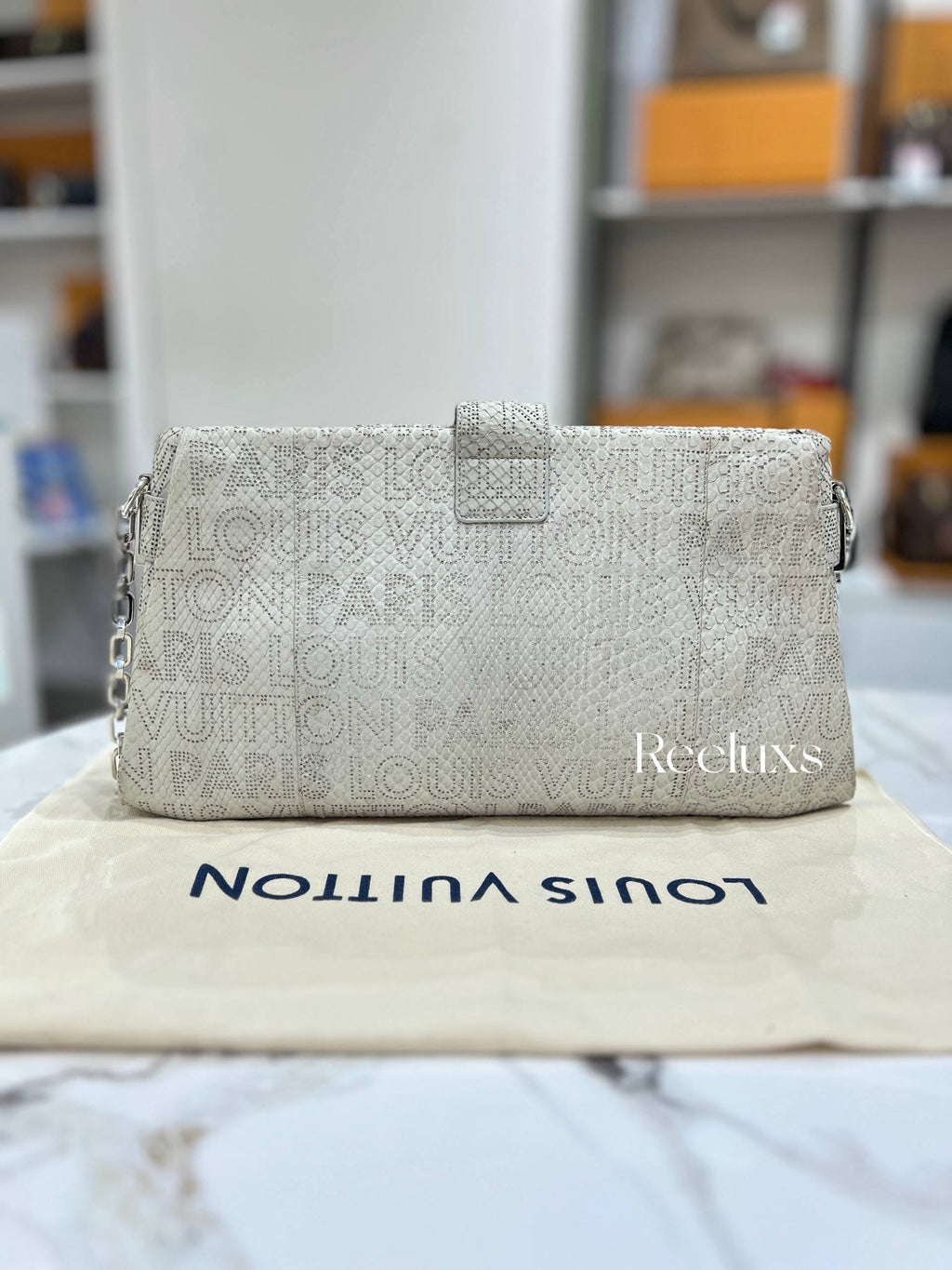 LOUIS VUITTON LV Limited Edition Python Perfore Lutece Shoulder Bag