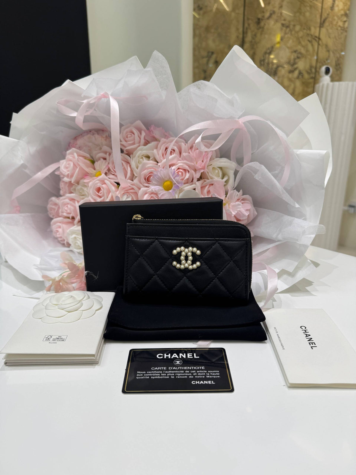CHANEL Small Folding Compact Wallet Mini Wallet