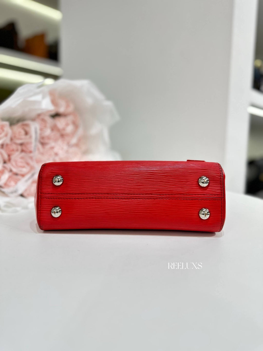 LOUIS VUITTON  LV Cluny BB Red Epi Leather Top Handle Bag