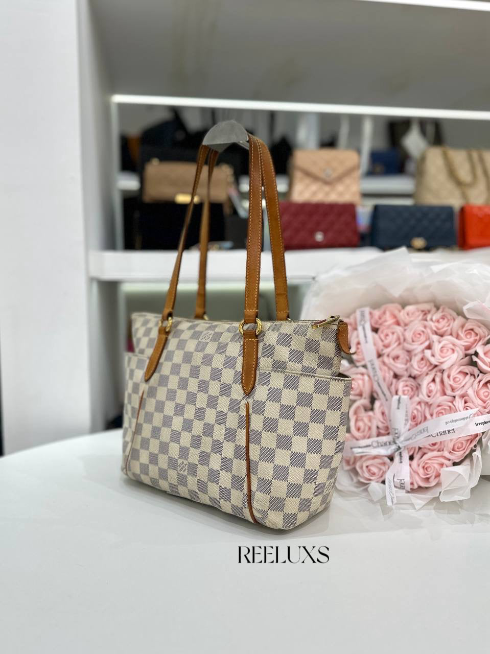 LOUIS VUITTON Totally PM Tote Bag in Damier Azur Canvas