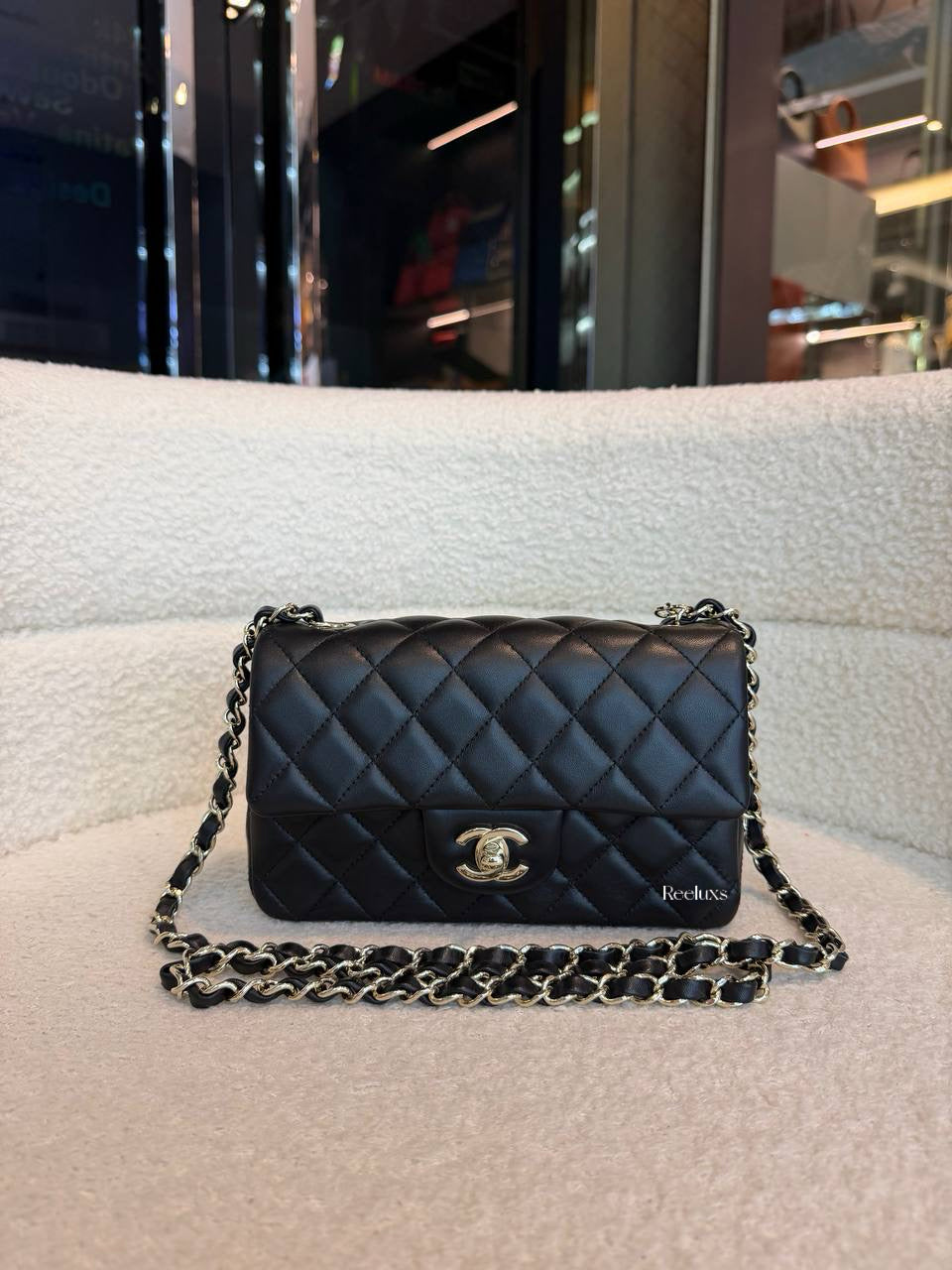 Chanel Classic Mini Flap Bag in black lambskin leather