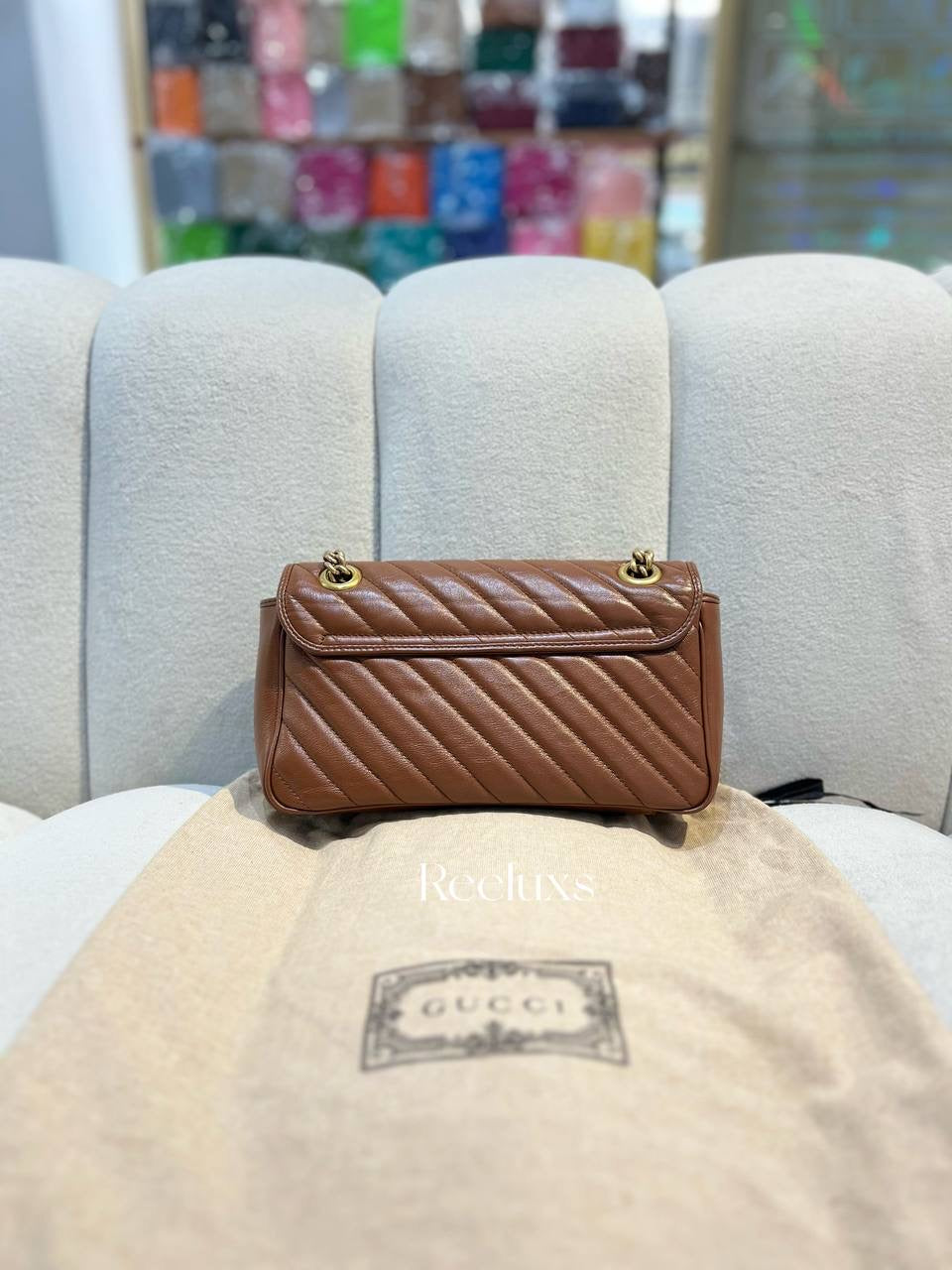 GUCCI GG Diagonal Marmont Shoulder Bag