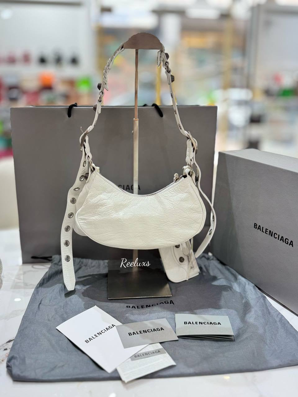 BALENCIAGA  Le Cagole White Women's Shoulder Bag