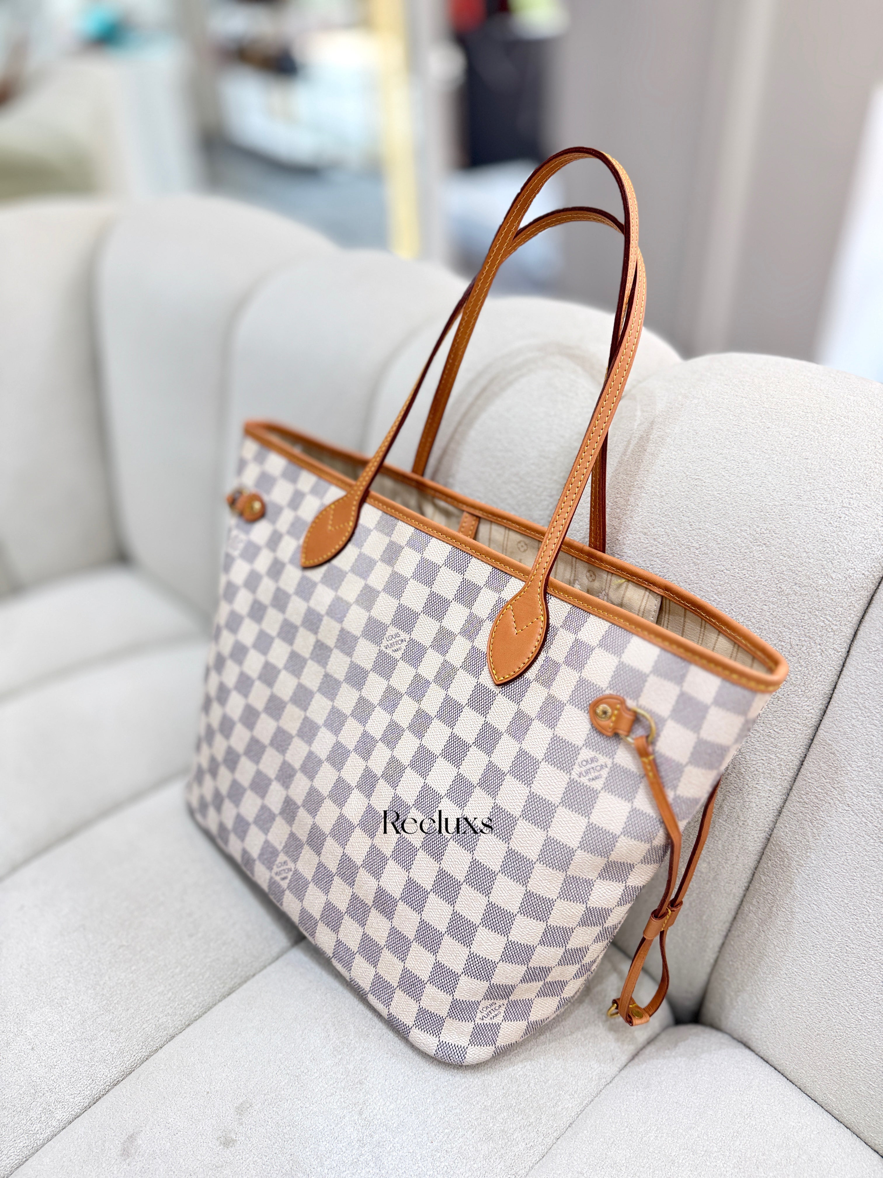 LOUIS VUITTON LV Neverfull MM Damier Azur Tote Handbag