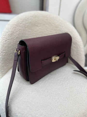 MULBERRY Bayswater Shoulder in Aubergine Grainy Calf Leather