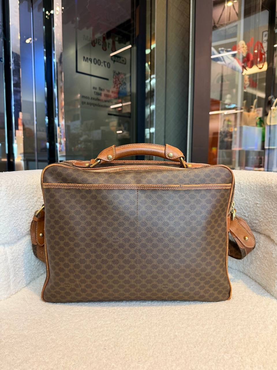 Celine M09 Classic Logo Print Brown Mcadam Business 2-way Bag