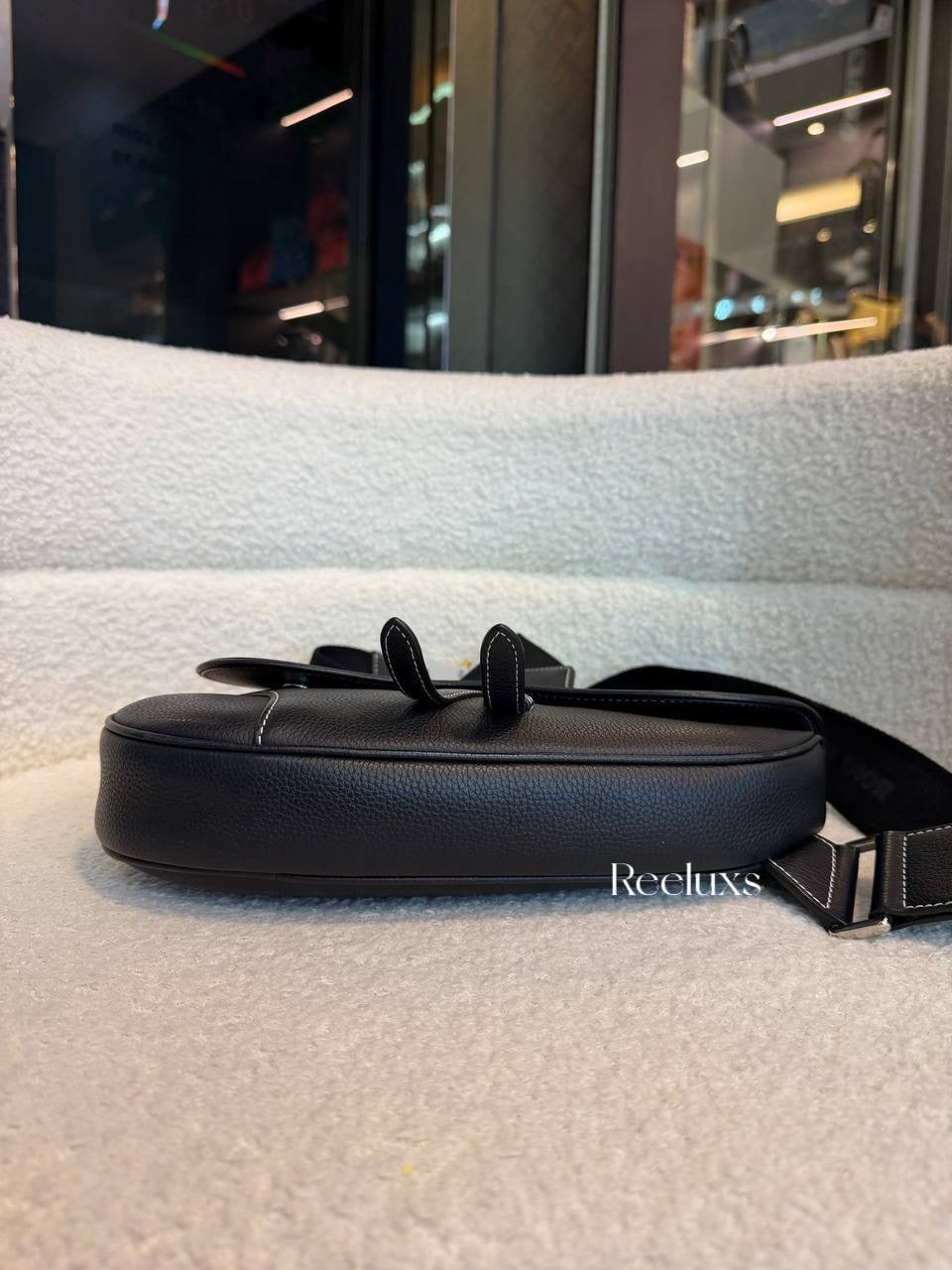 Christian Dior Saddle Bag in black grained leather