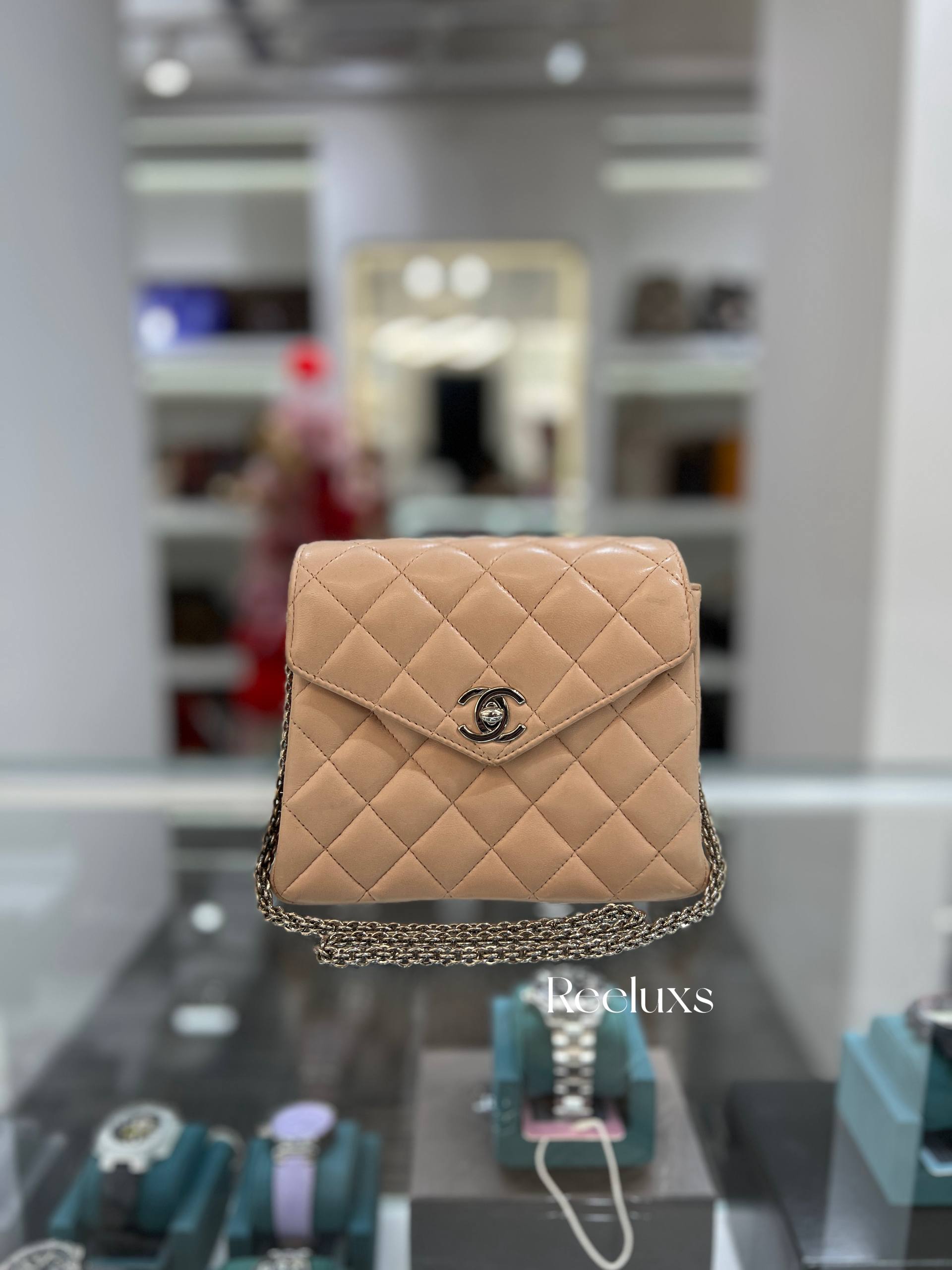 CHANEL Mini Single Flap Bag In Beige Lambskin Leather With Silver-Tone Handware