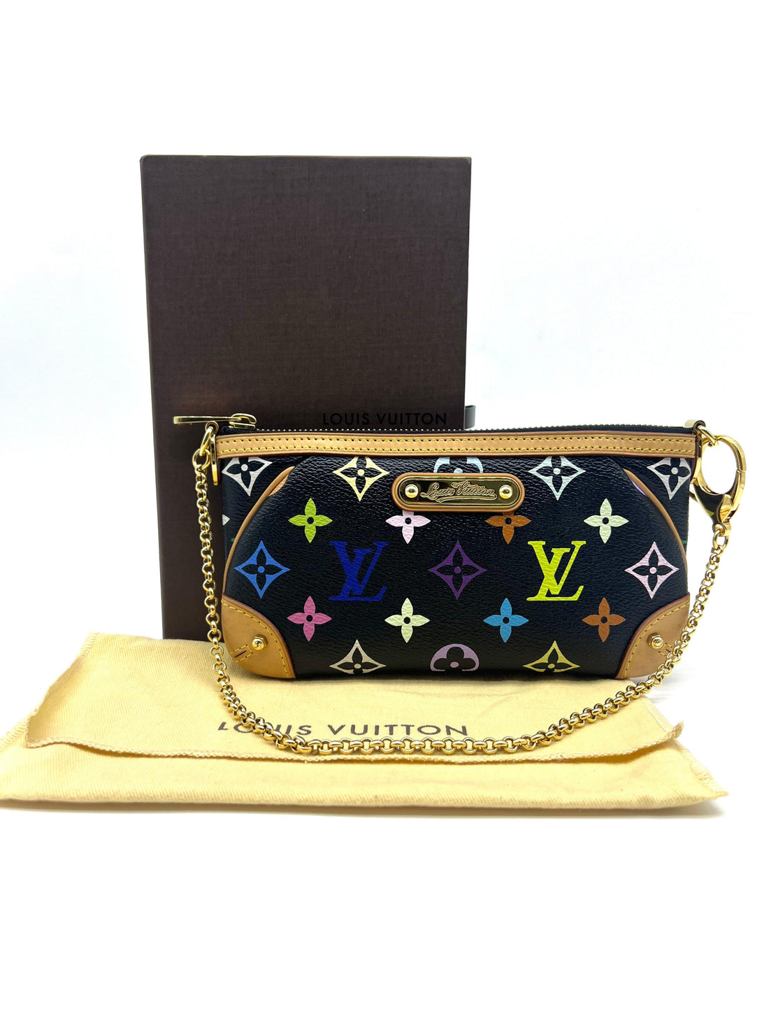 LOUIS VUITTON Black Monogram Multicolore Milla MM Pochette Bag - Reeluxs 