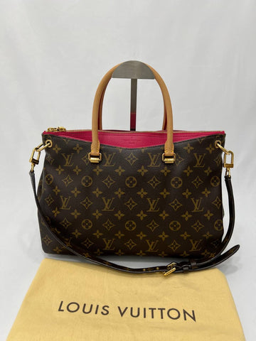 LOUIS VUITTON LV Monogram Pallas MM With Hot Pink 2Way Handbag