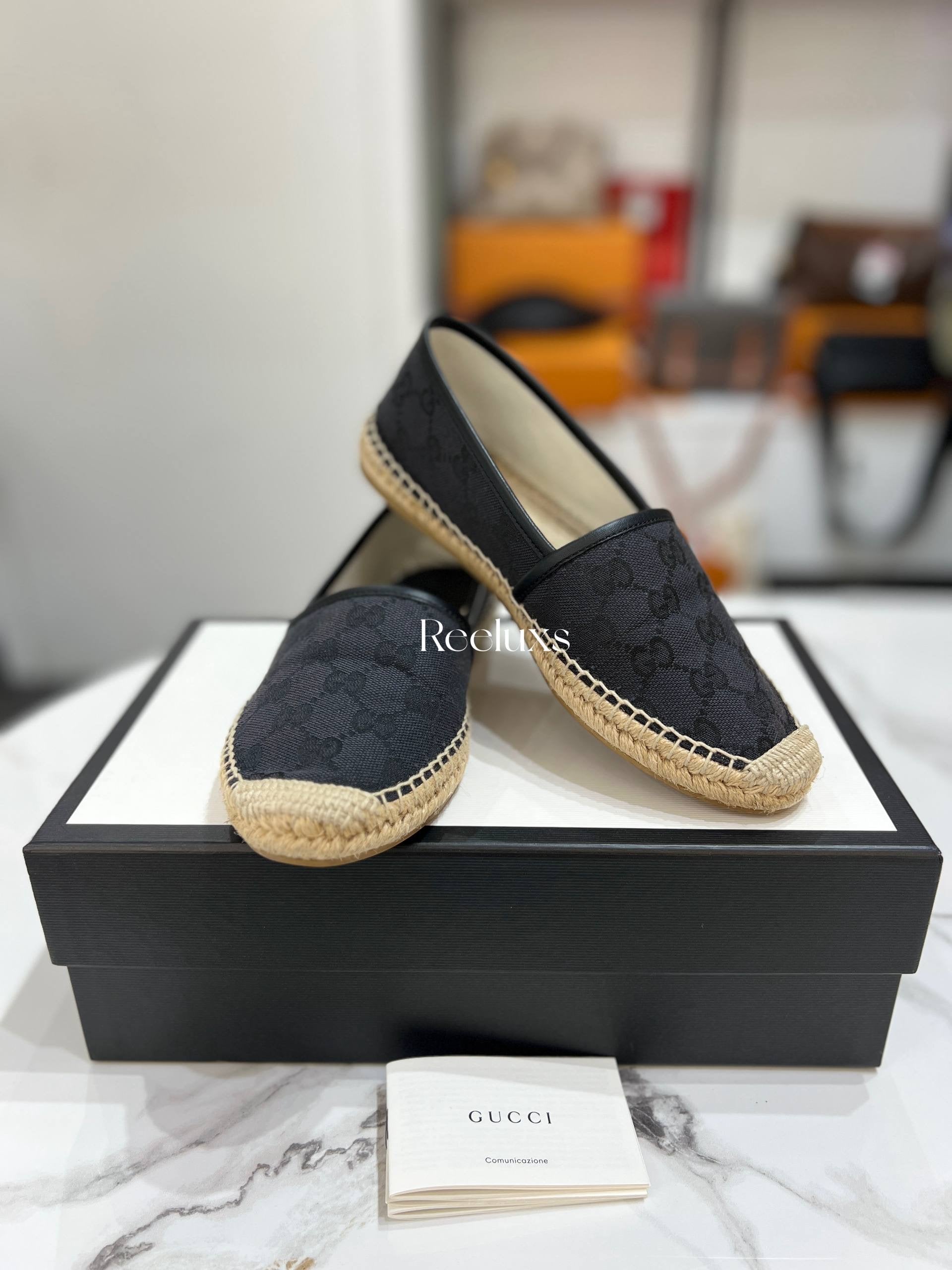 GUCCI Black  GG Supreme Canvas Espadrilles