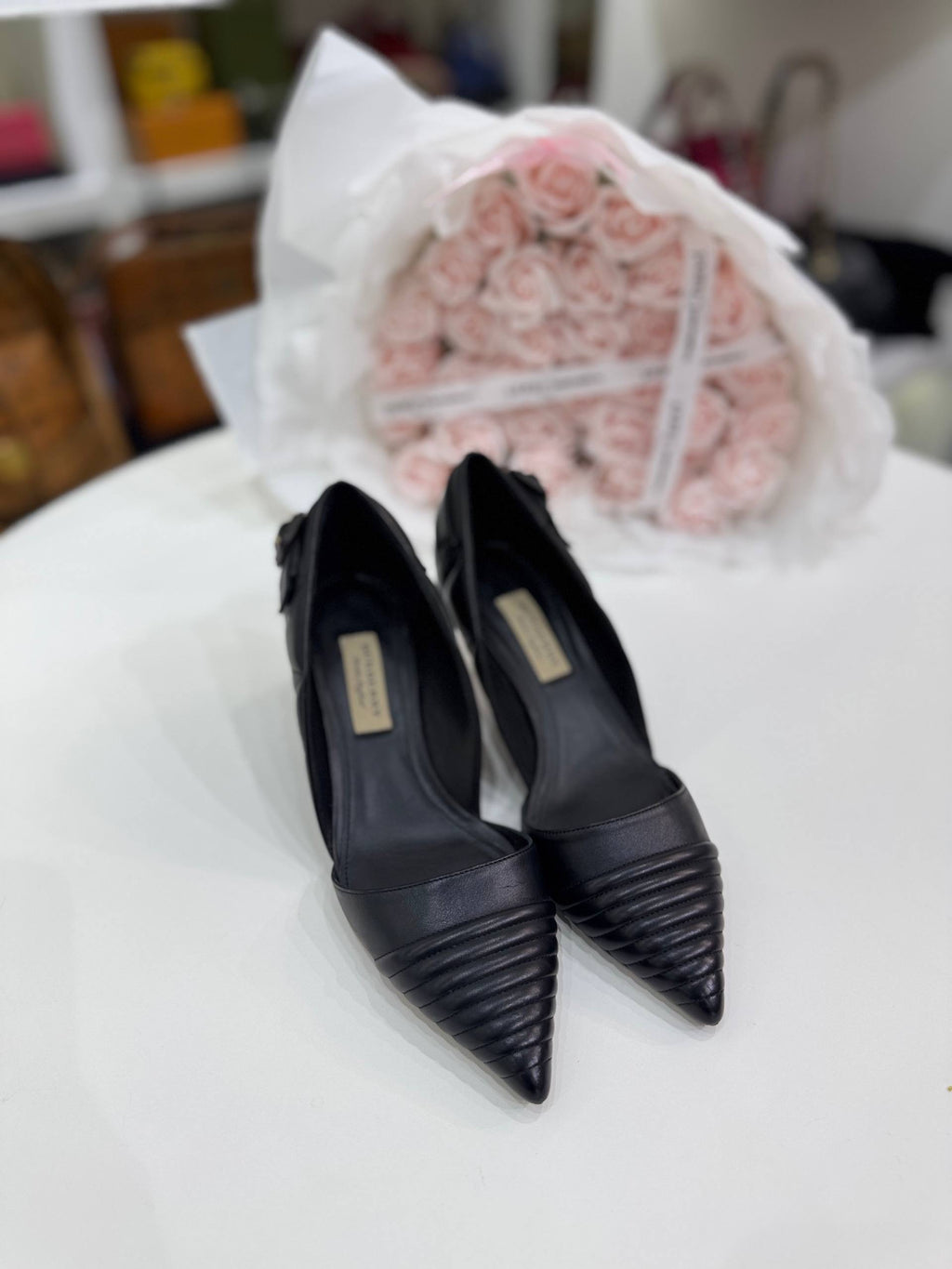 BURBERRY Amalia Quilted Leather Pointed Toe D'Orsay Pumps
