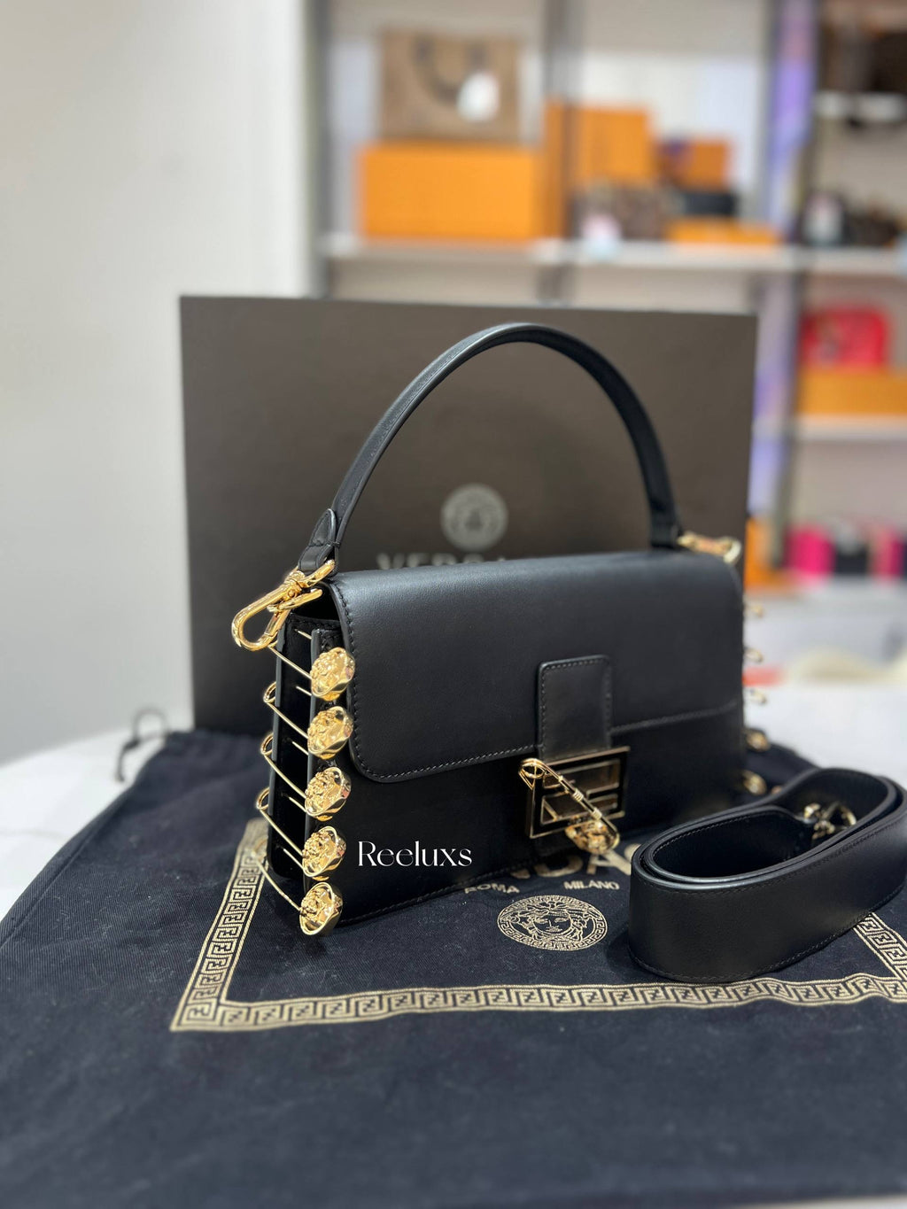 FENDI x VERSACE Viltello Seta Fendace Brooch Baguette